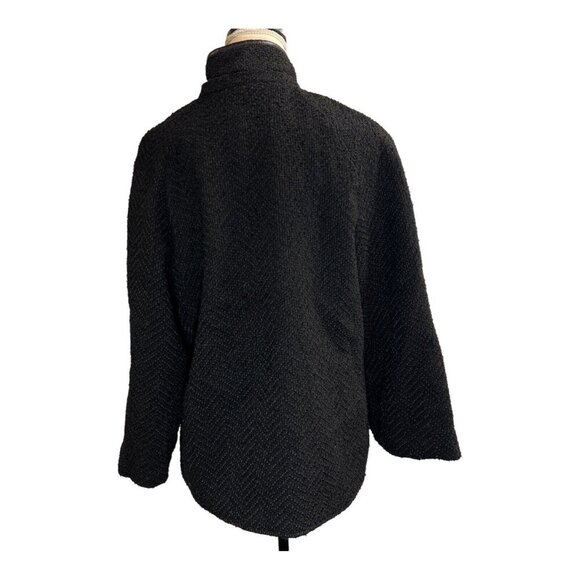 Betsey Johnson Jacket Womens M Black Chevron Textured Boucle Knit Coat Classic - Picture 3 of 10